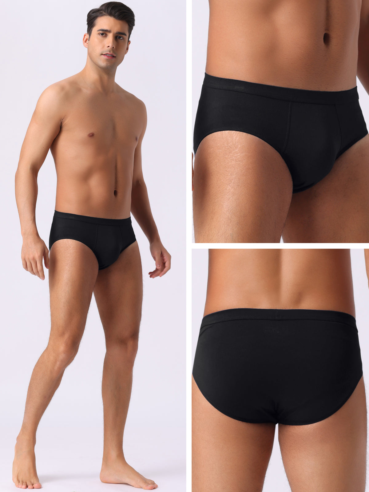 [PACK SALES] Men's 3 Pieces Underwear Solid Color Elastic Waist Briefs