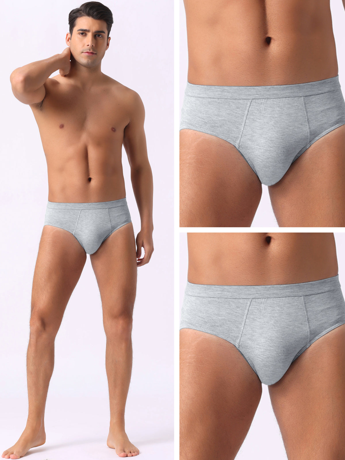 [PACK SALES] Men's 4 Pieces Underwear Solid Color Elastic Waist Briefs