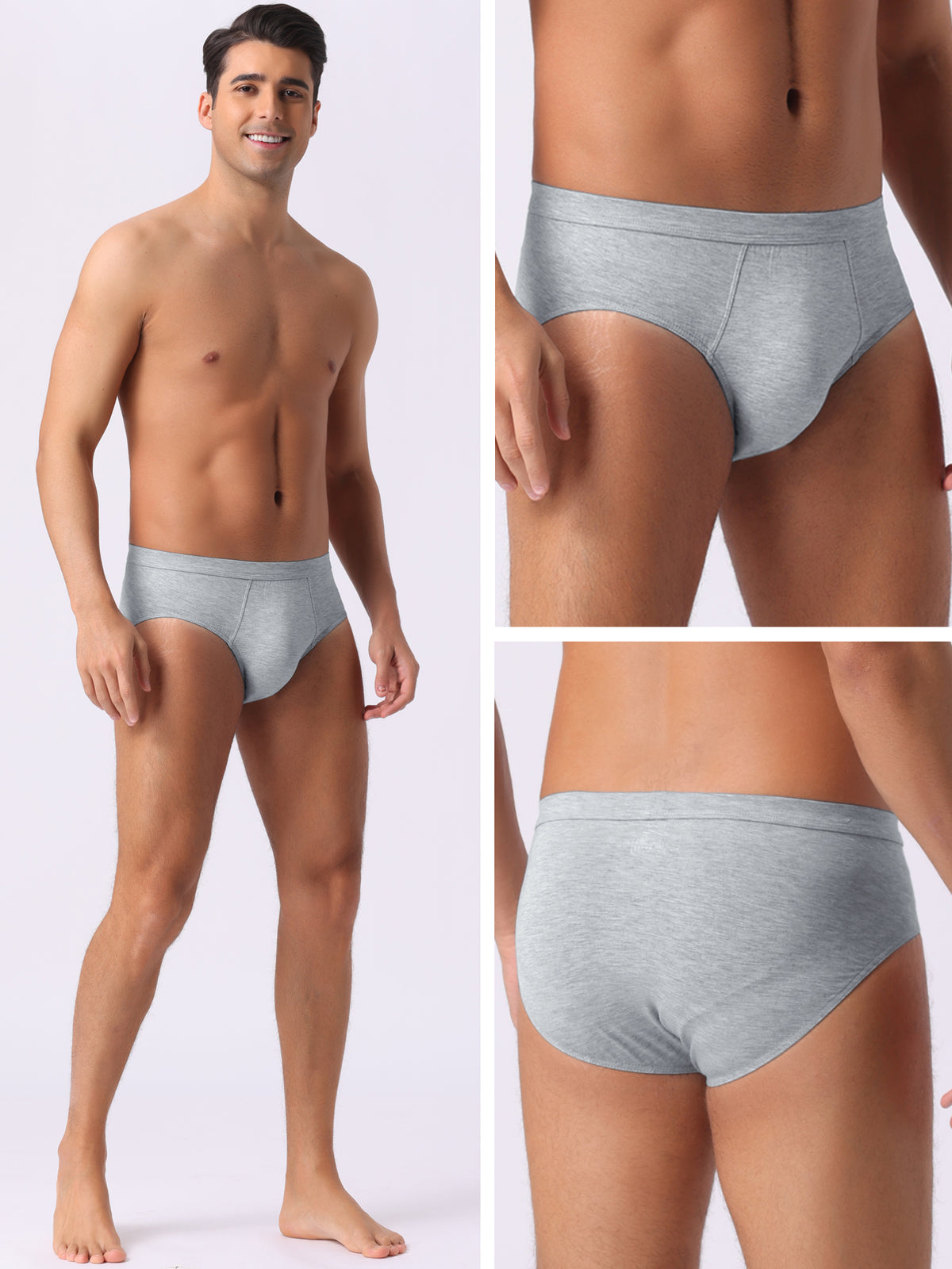 [PACK SALES] Men's 4 Pieces Underwear Solid Color Elastic Waist Briefs