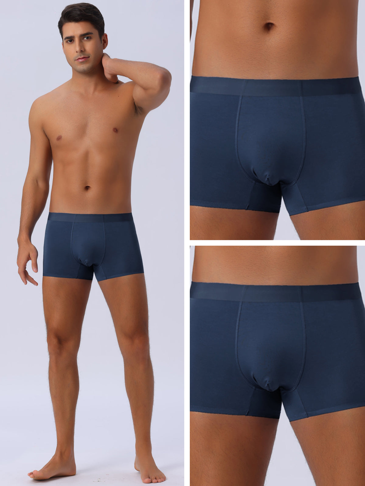 [PACK SALES] Men's 4 Pieces Elastic Waist Solid Color Regular Fit Basic Boxer Briefs
