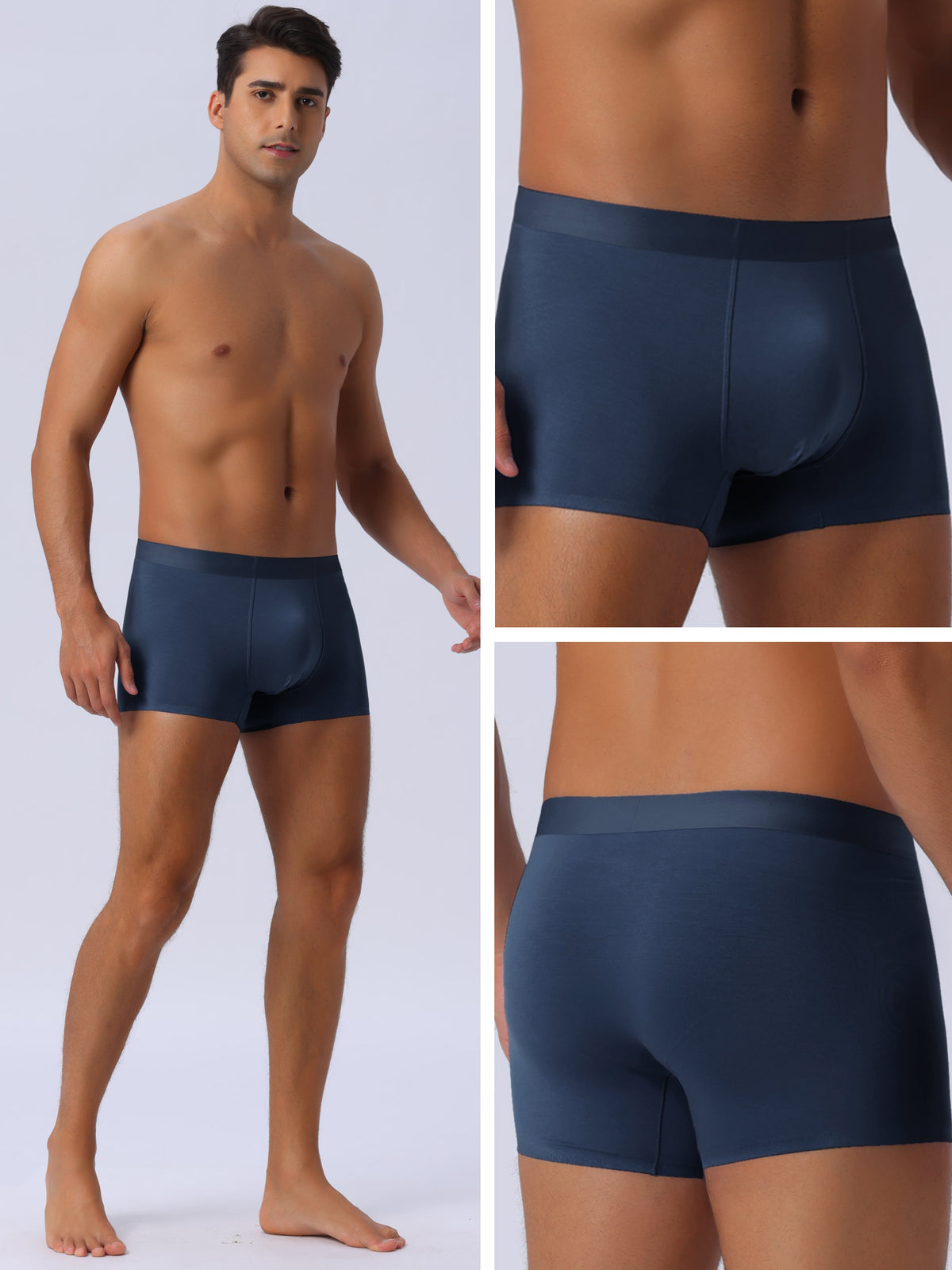[PACK SALES] Men's 4 Pieces Elastic Waist Solid Color Regular Fit Basic Boxer Briefs