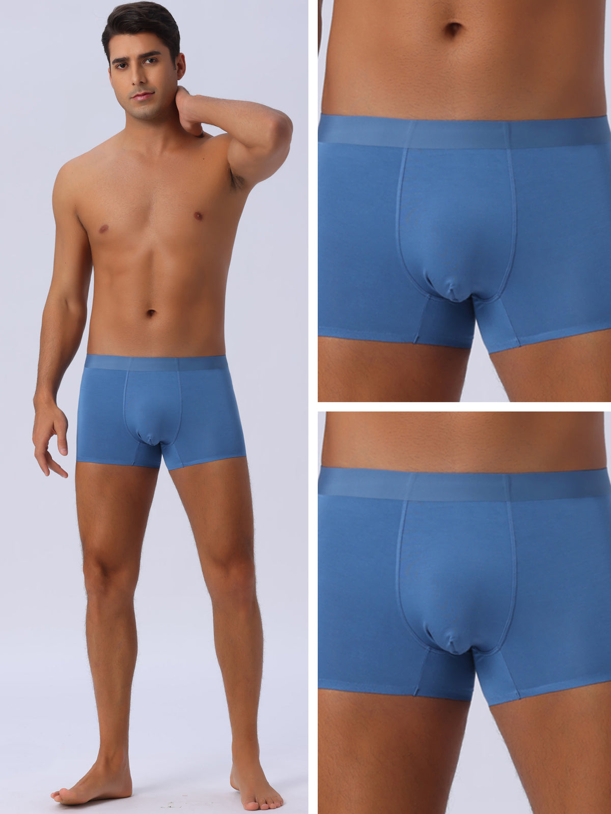 [PACK SALES] Men's 3 Pieces Elastic Waist Solid Color Regular Fit Basic Boxer Briefs