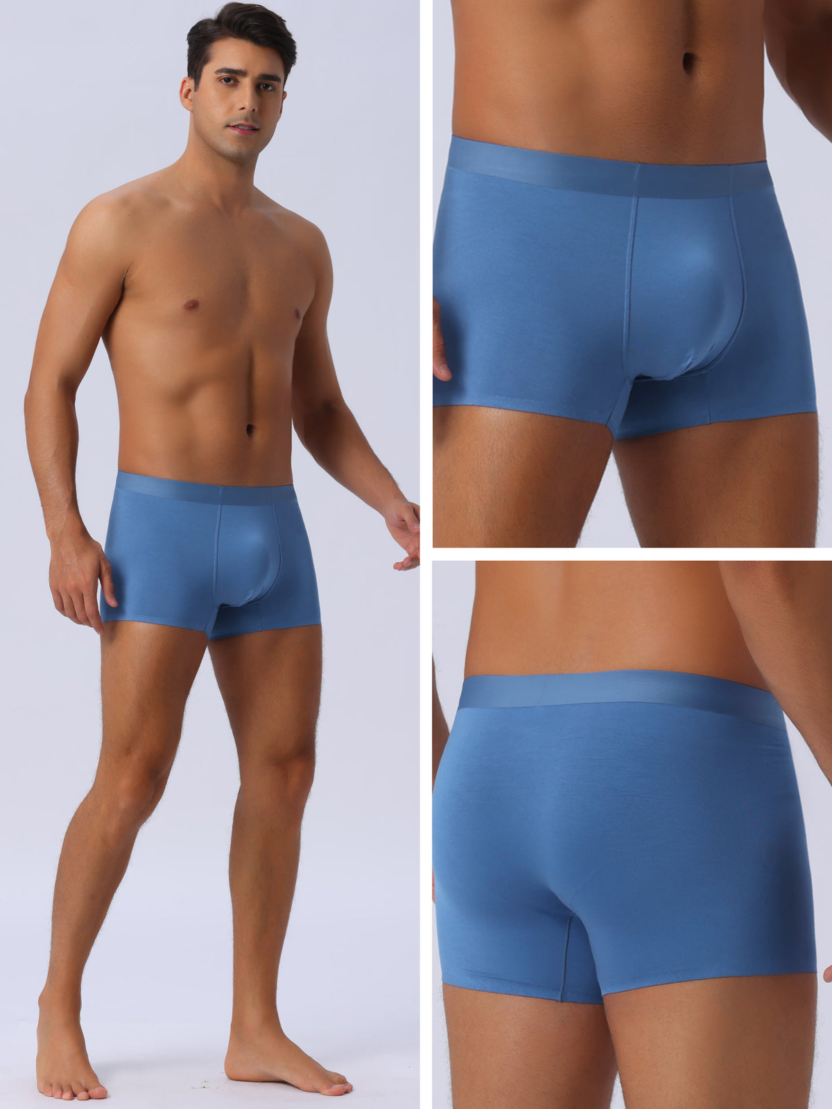 [PACK SALES] Men's 3 Pieces Elastic Waist Solid Color Regular Fit Basic Boxer Briefs