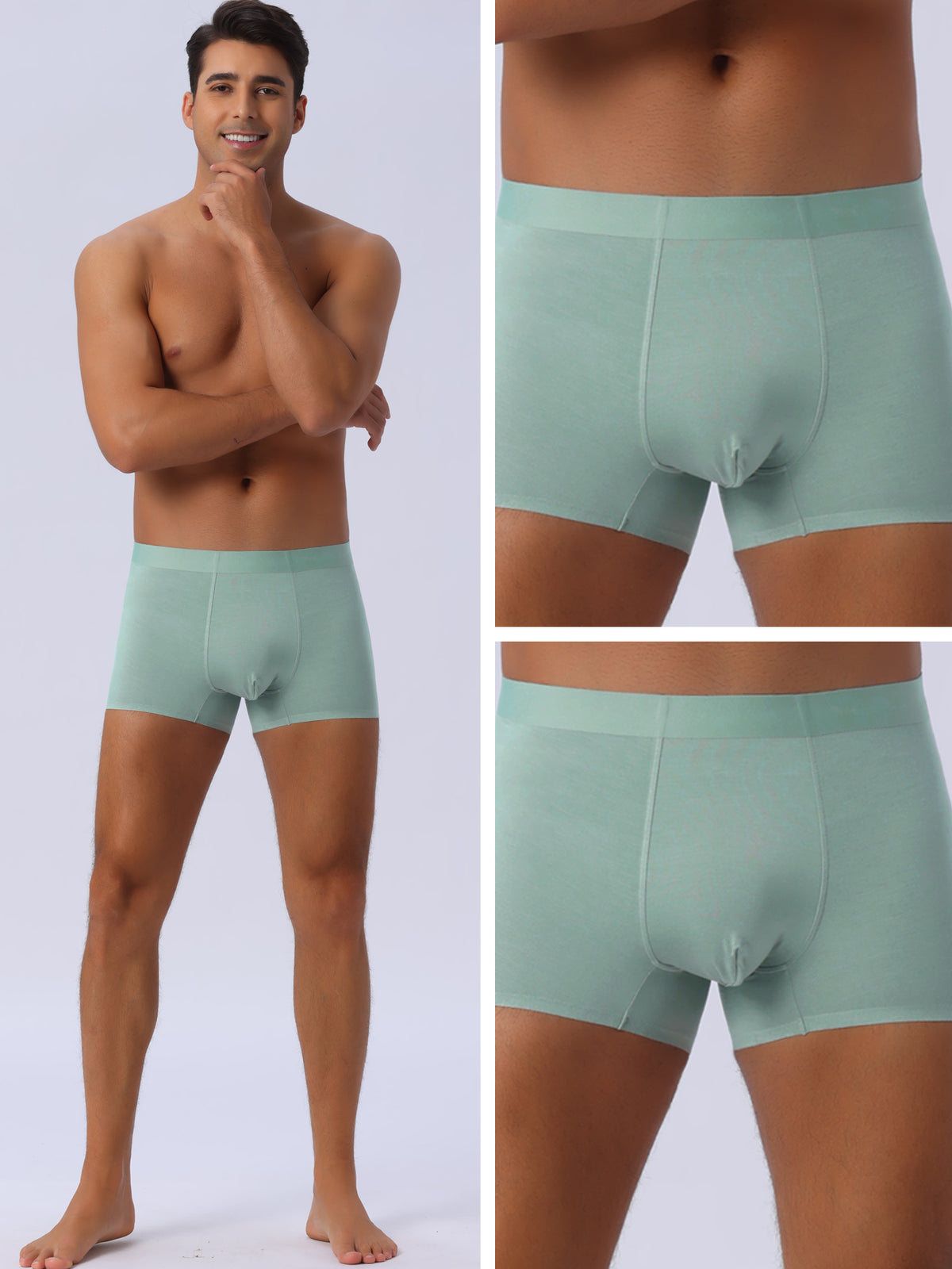 [PACK SALES] Men's 2 Pieces Elastic Waist Solid Color Regular Fit Basic Boxer Briefs