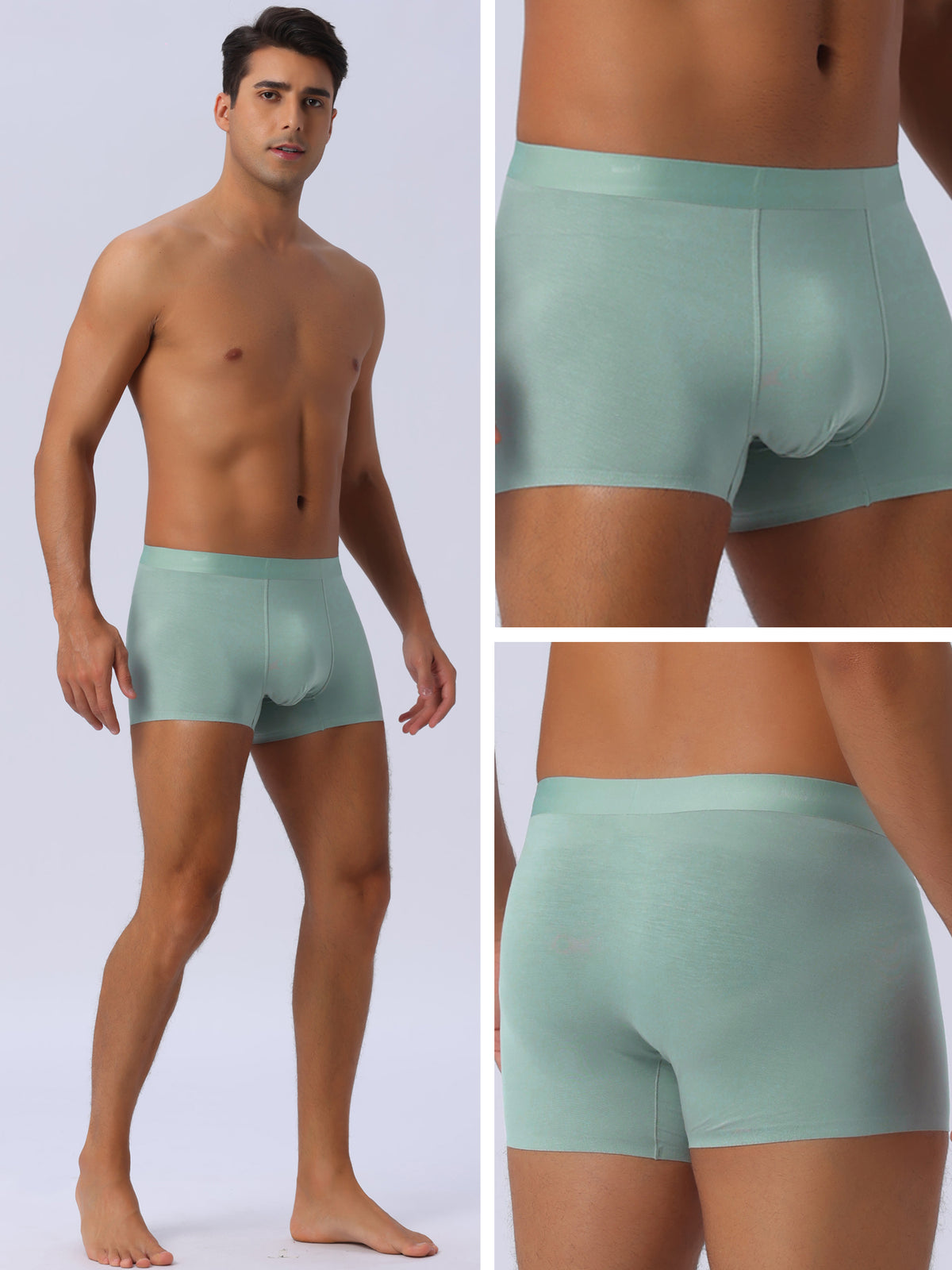 [PACK SALES] Men's 2 Pieces Elastic Waist Solid Color Regular Fit Basic Boxer Briefs