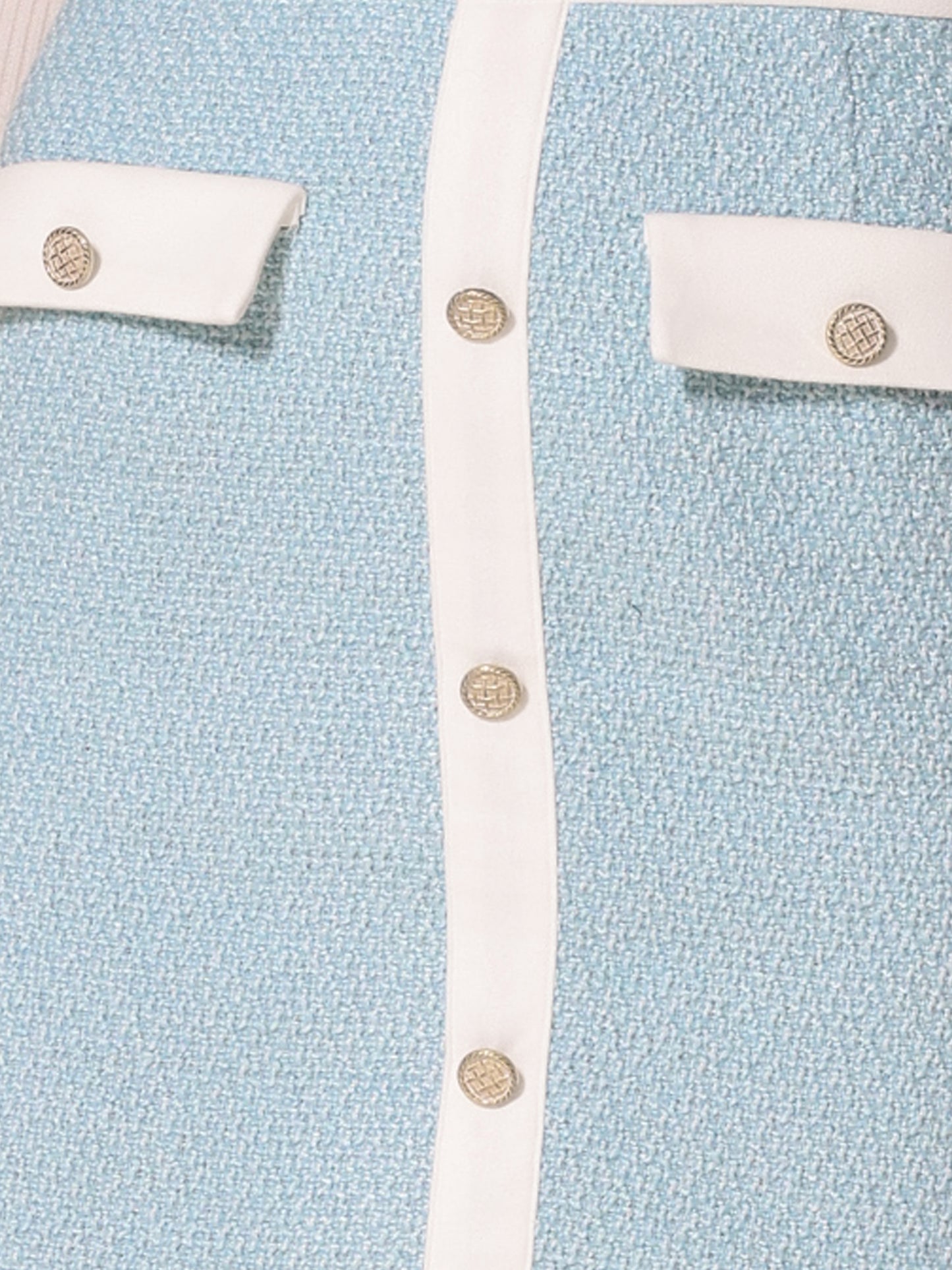 Minifalda de oficina elegante y ajustada con cintura alta y botones decorados de tweed para mujer