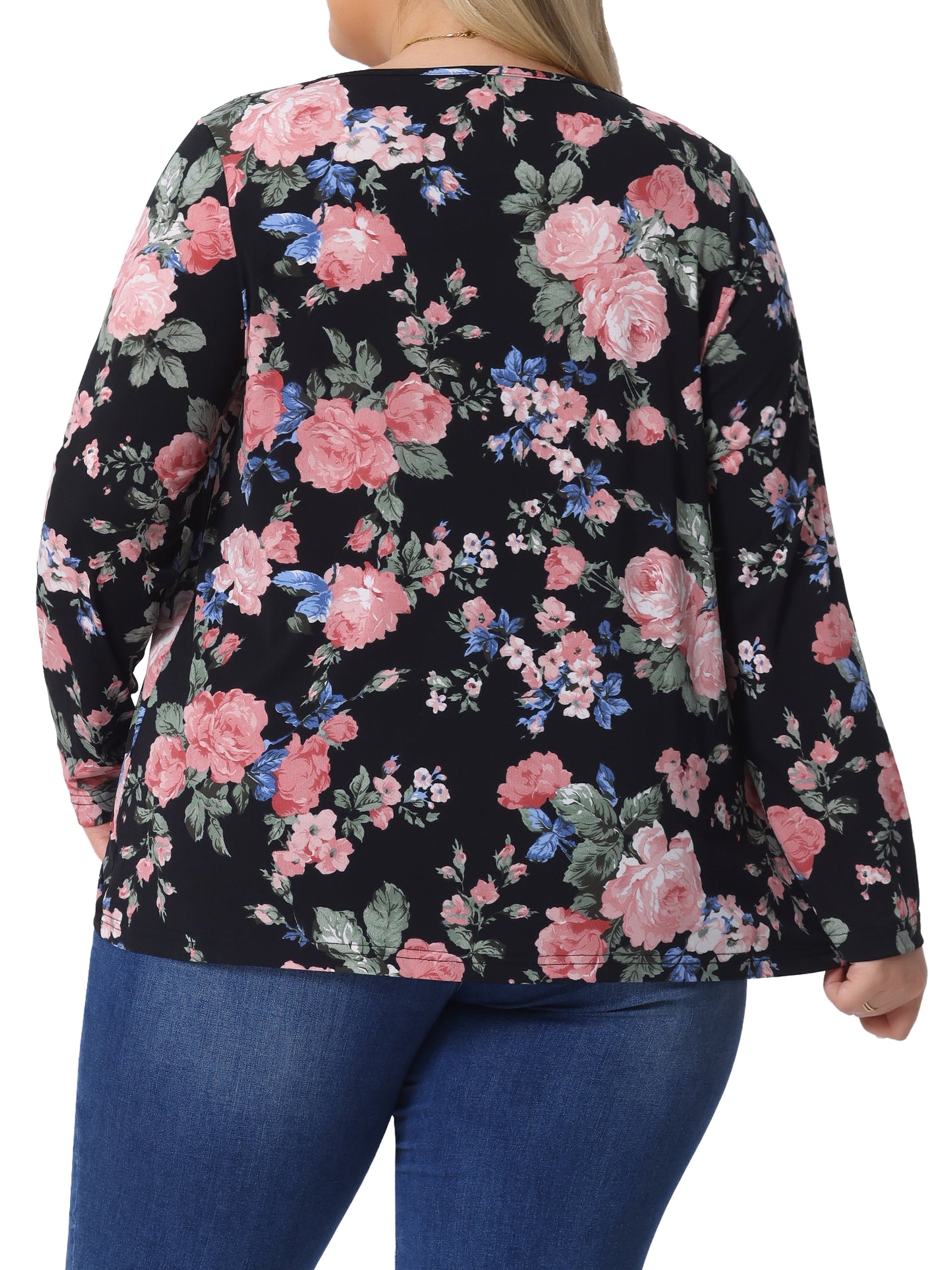 Women Plus Size Tops Long Sleeve Tunic Pleated Crew Neck Dressy Casual Fall Blouse