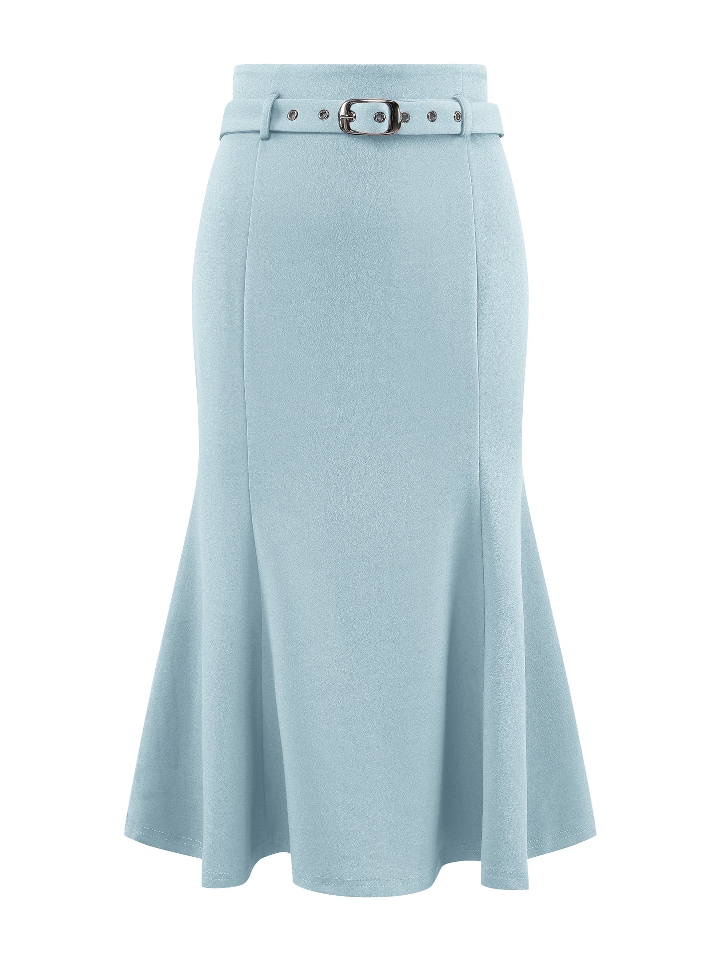 Falda elegante de cola de pez para mujer, cintura alta, con cinturón, elegante falda midi de sirena