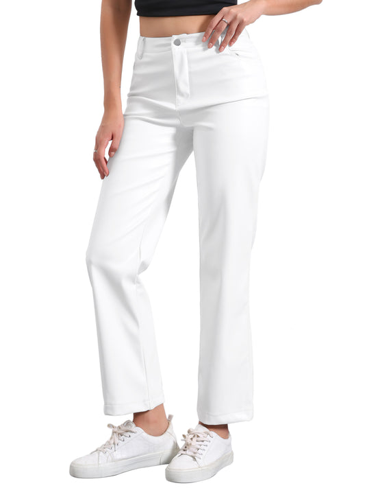 Women's High Waist Straight Leg Punk PU Trousers Faux Leather Pants