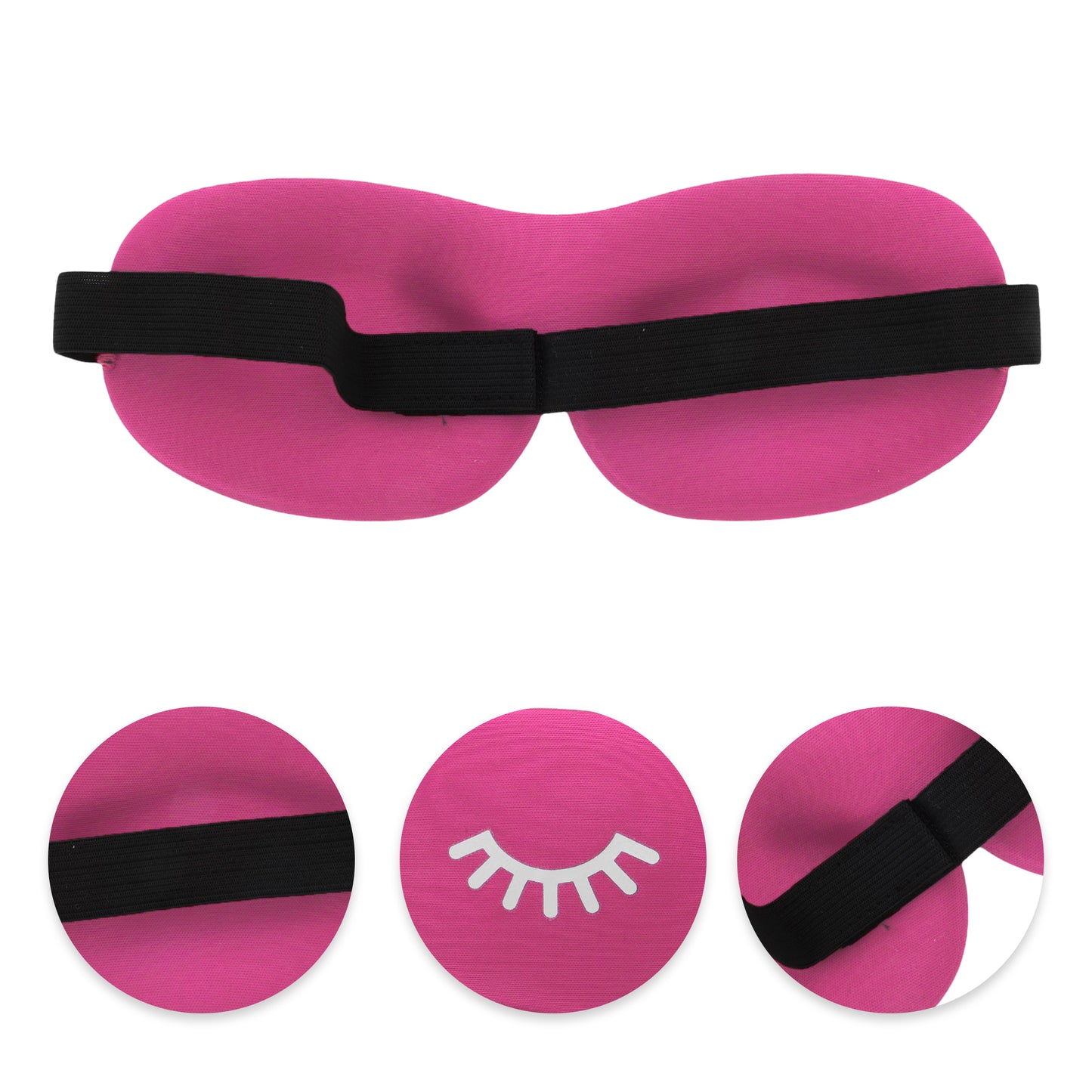 Eyelash Pattern 3D Eye Mask for Rest for Travel Rose Red