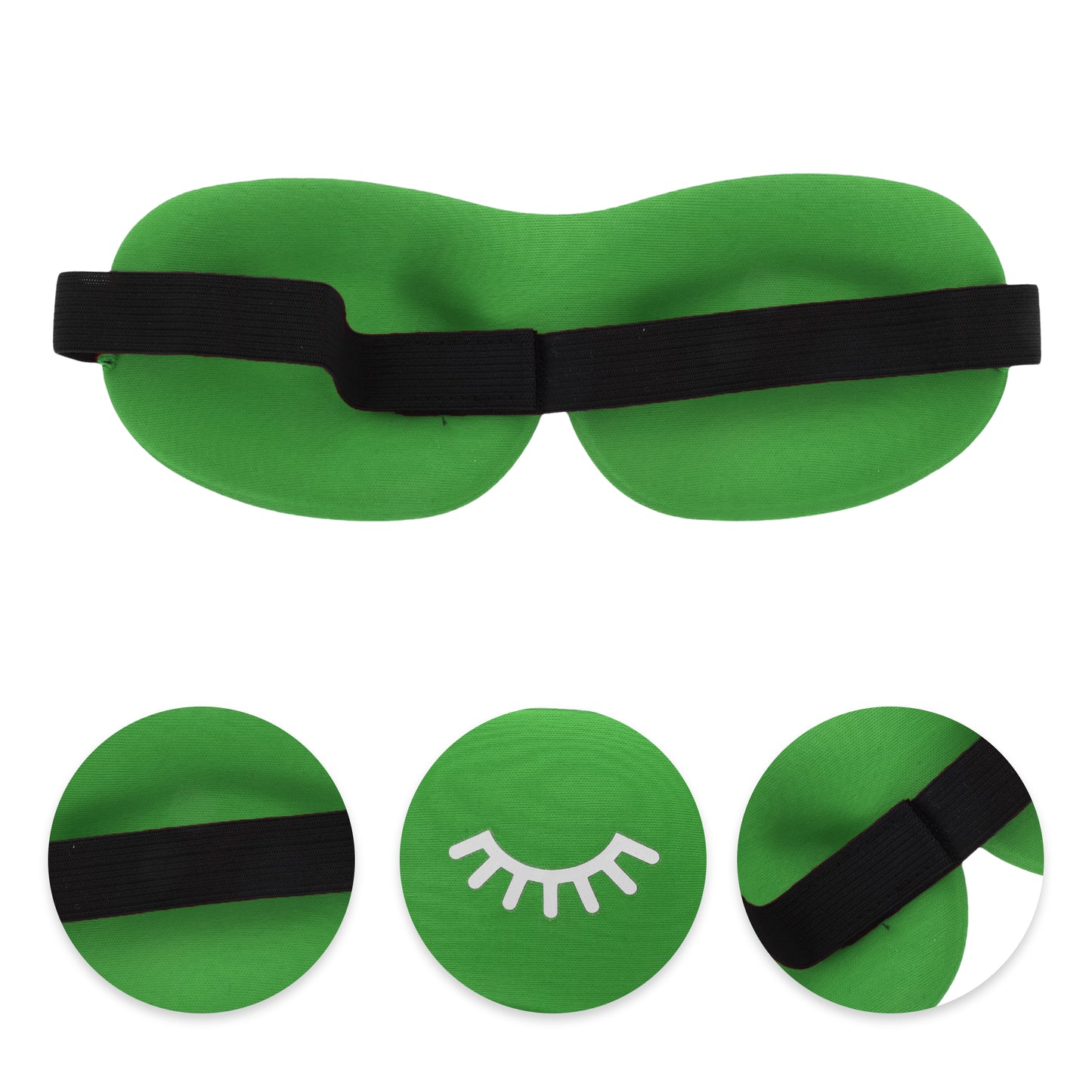Eyelash Pattern 3D Eye Mask for Rest for Travel Green