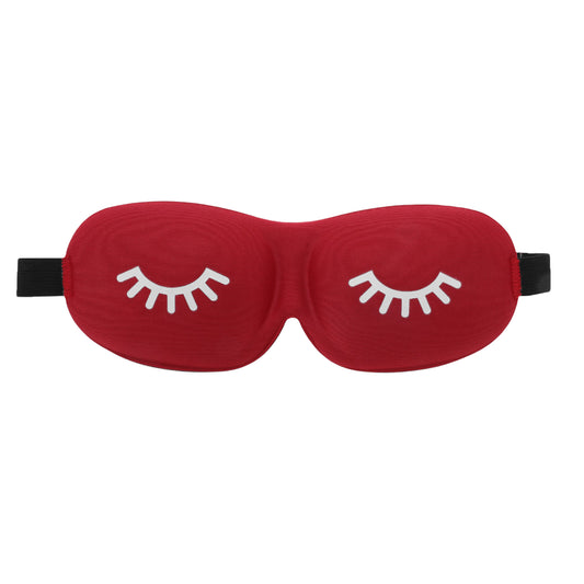 Eyelash Pattern 3D Eye Mask for Rest for Travel Red