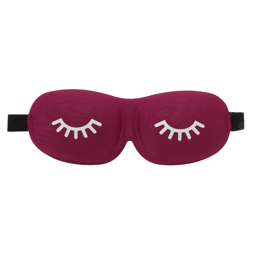 Eyelash Pattern 3D Eye Mask for Rest for Travel Wine Red