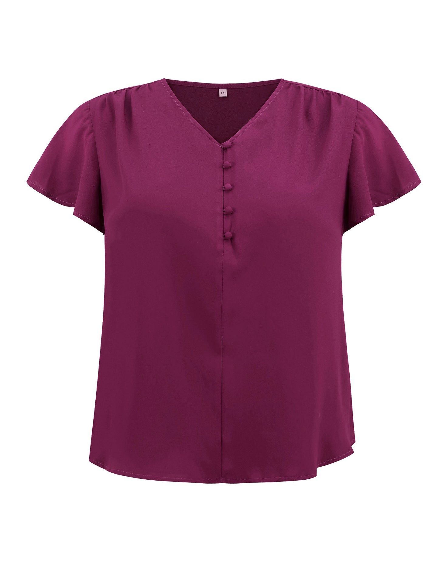 [PACK SALES] Women's Plus Size 2 Pieces Tops V Neck Short Sleeves Pleated Casual Loose Fit Blouses