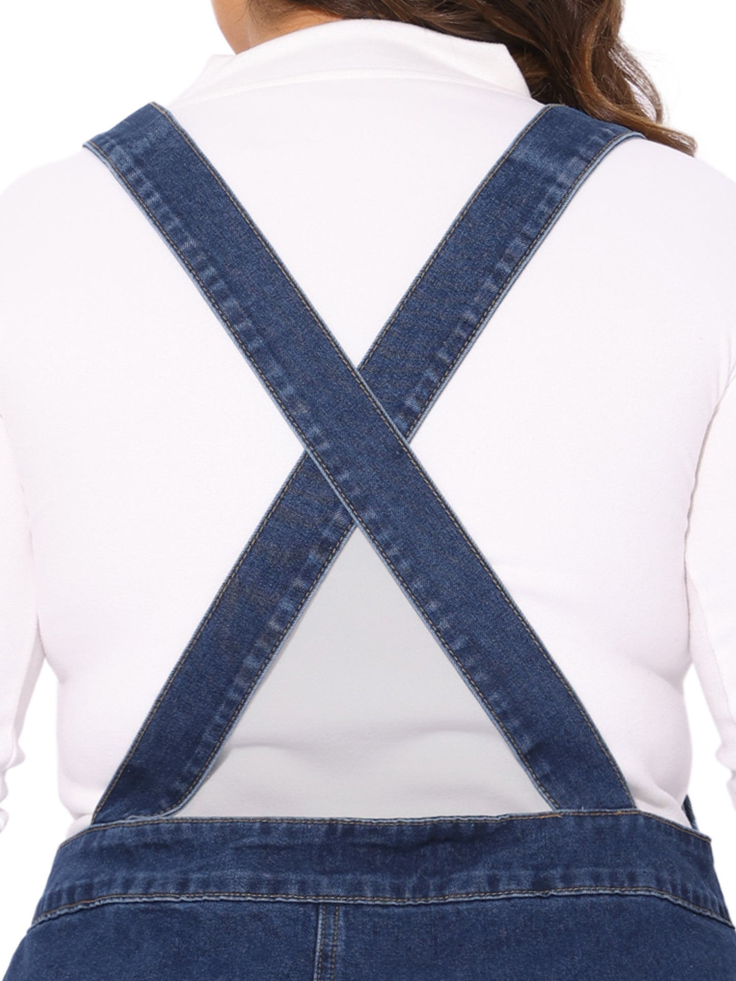 Women Plus Size Denim Overall Dress Button Front Adjustable Strap Suspender Skirt