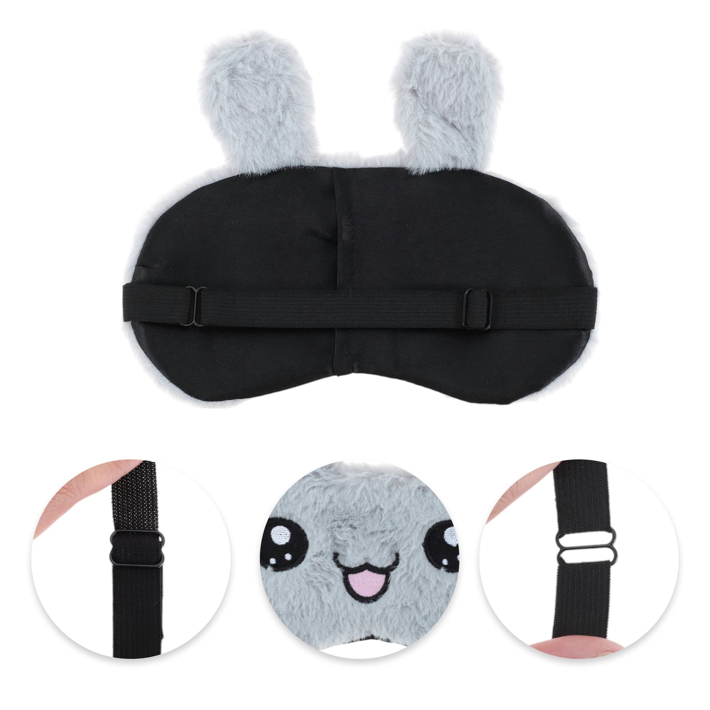 Cartoon Rabbit Eye Mask for Rest for Travel Gray
