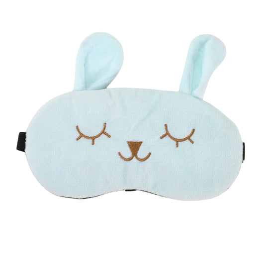 Adjustable Cartoon Rabbit Eye Mask for Travel for Office Blue