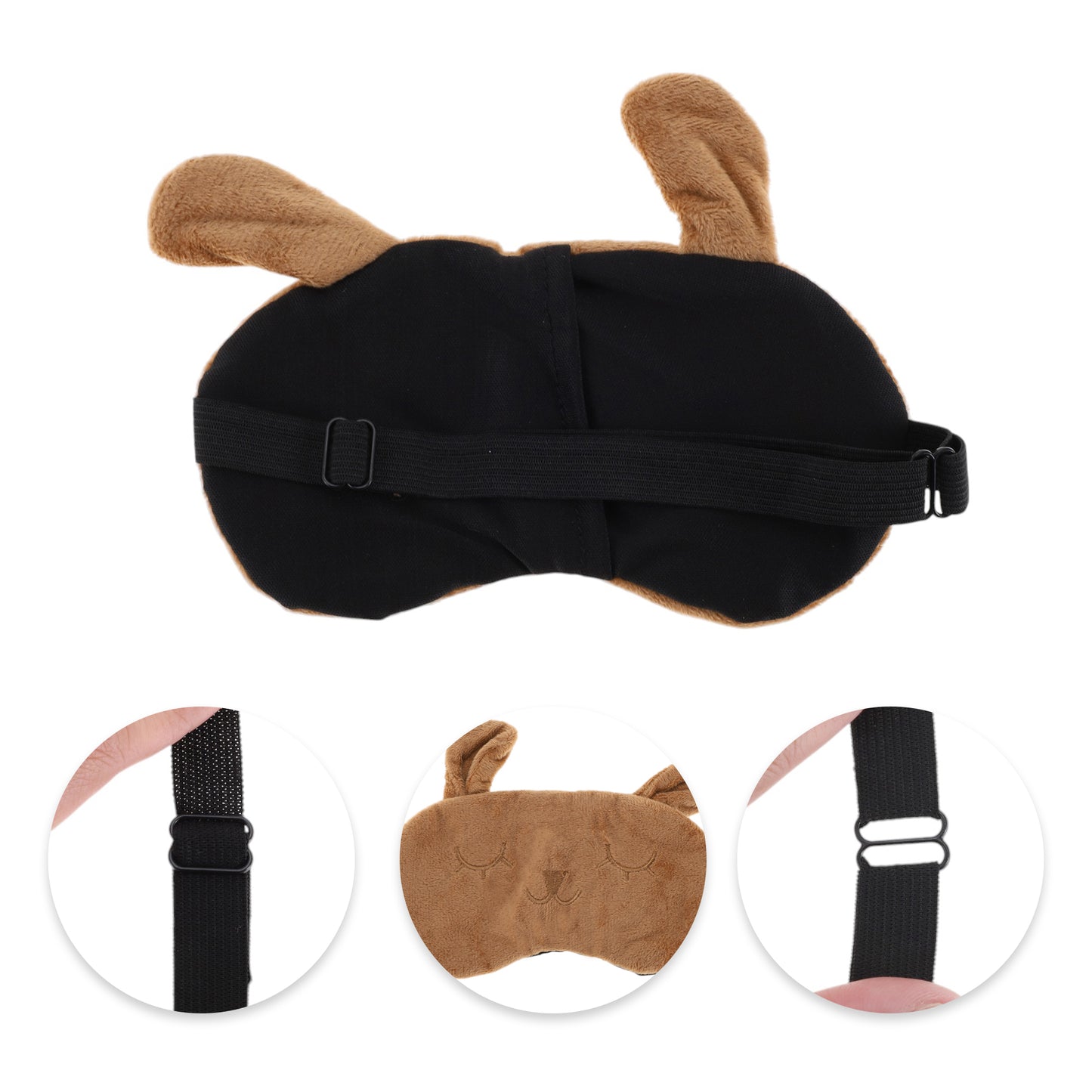 Adjustable Cartoon Rabbit Eye Mask for Travel for Office Coffee Color
