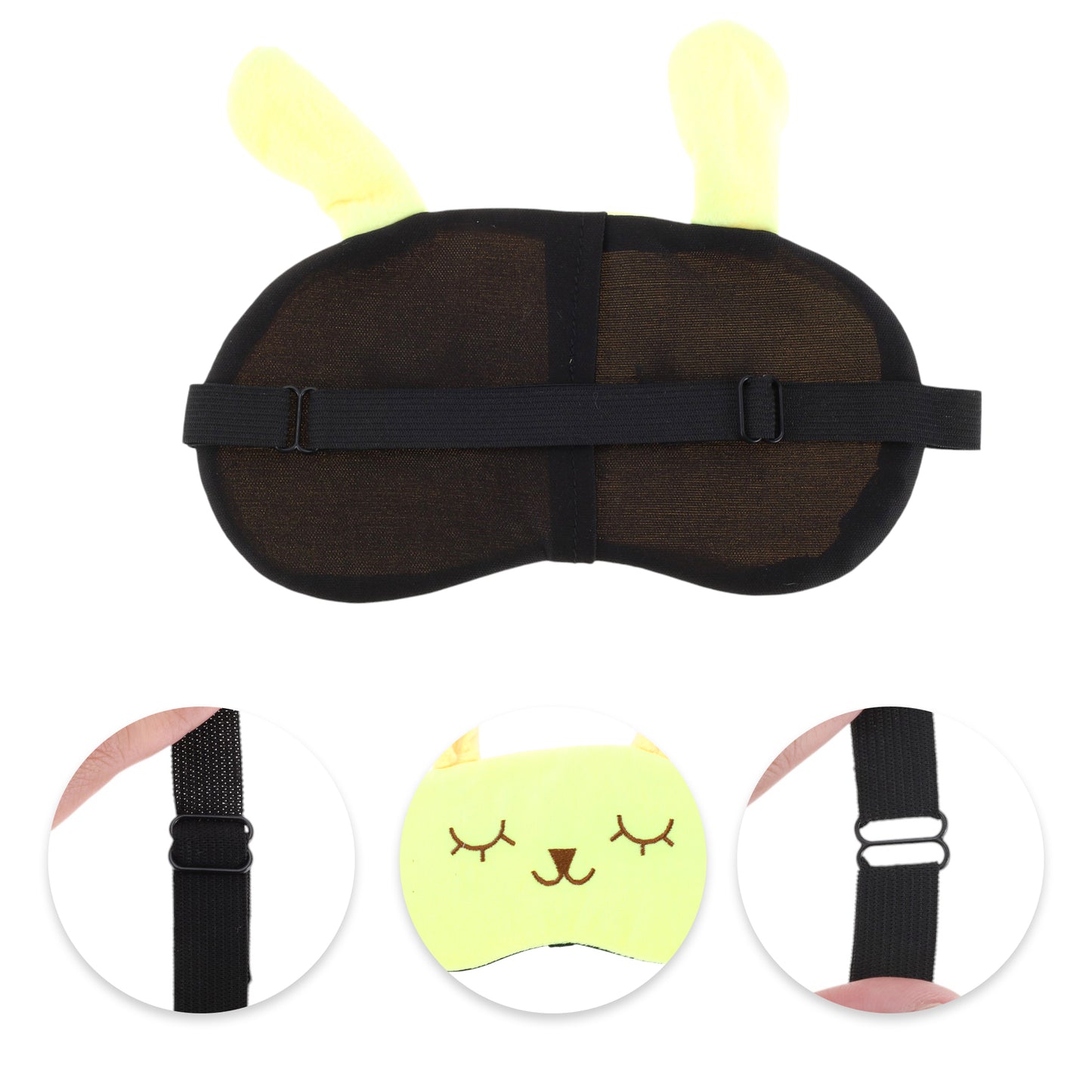 Adjustable Cartoon Rabbit Eye Mask for Travel for Office Yellow