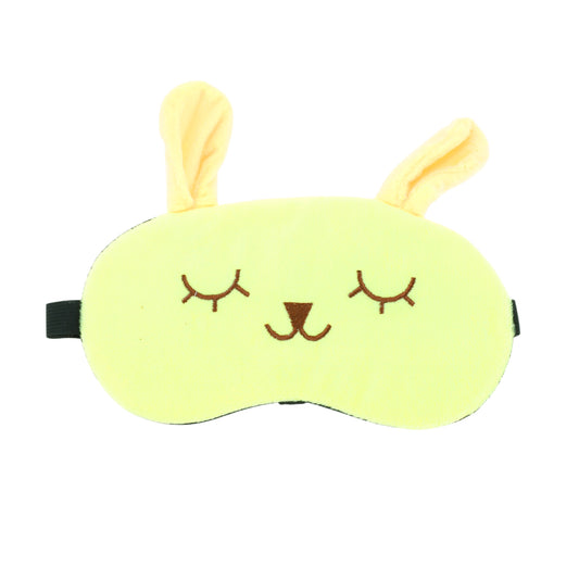 Adjustable Cartoon Rabbit Eye Mask for Travel for Office Yellow