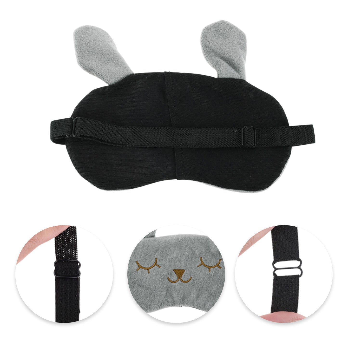 Adjustable Cartoon Rabbit Eye Mask for Travel for Office Gray
