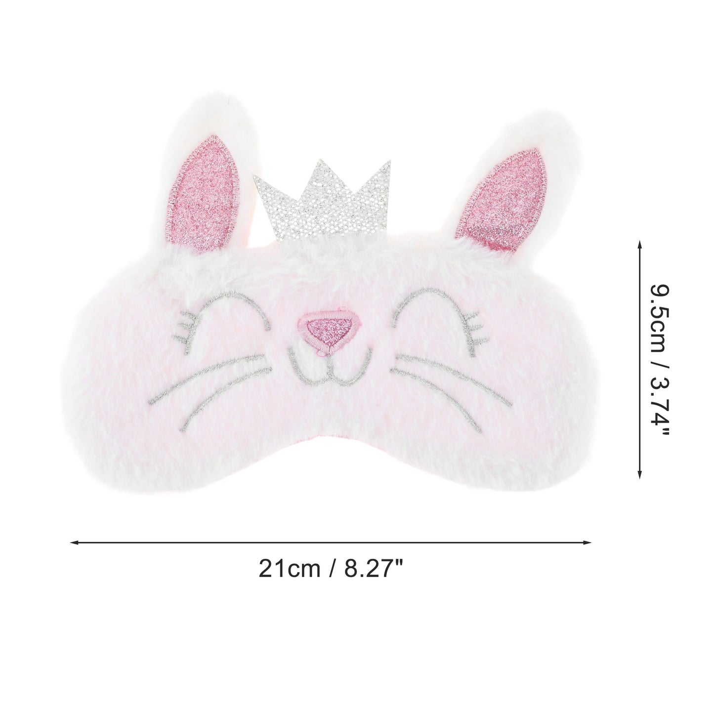 Fleece Long Ear Cats Cute Eye Mask for Travel for Office White