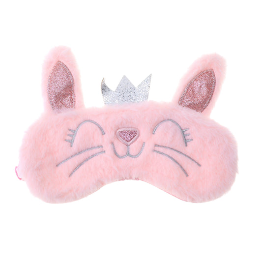 Fleece Long Ear Cats Cute Eye Mask for Travel for Office Pink
