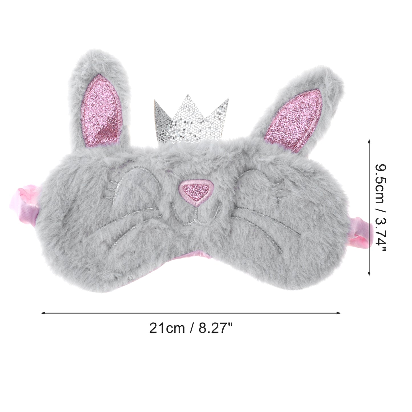 Fleece Long Ear Cats Cute Eye Mask for Travel for Office Gray