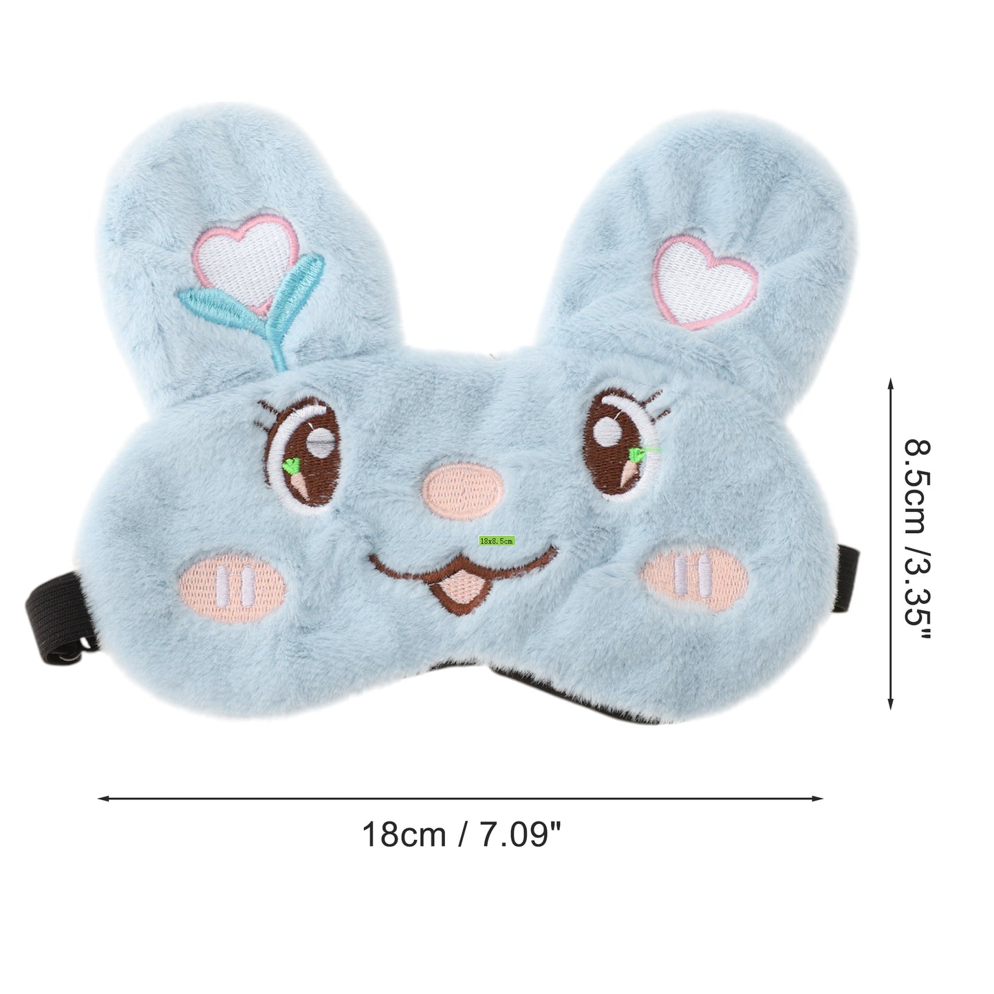 Embroidered Rabbit Eye Mask Adjustable Strap for Travel Blue