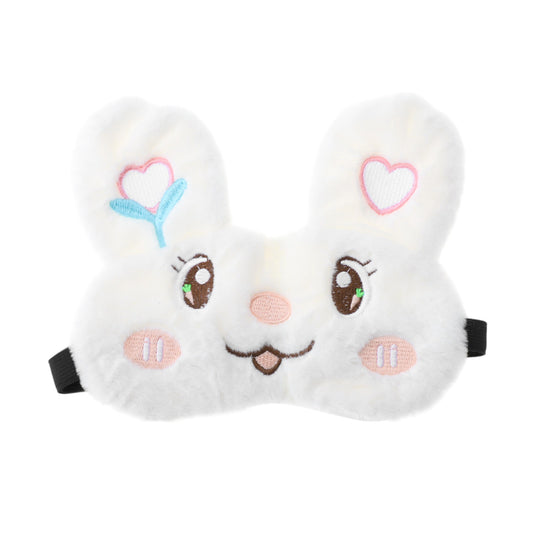 Embroidered Rabbit Eye Mask Adjustable Strap for Travel White