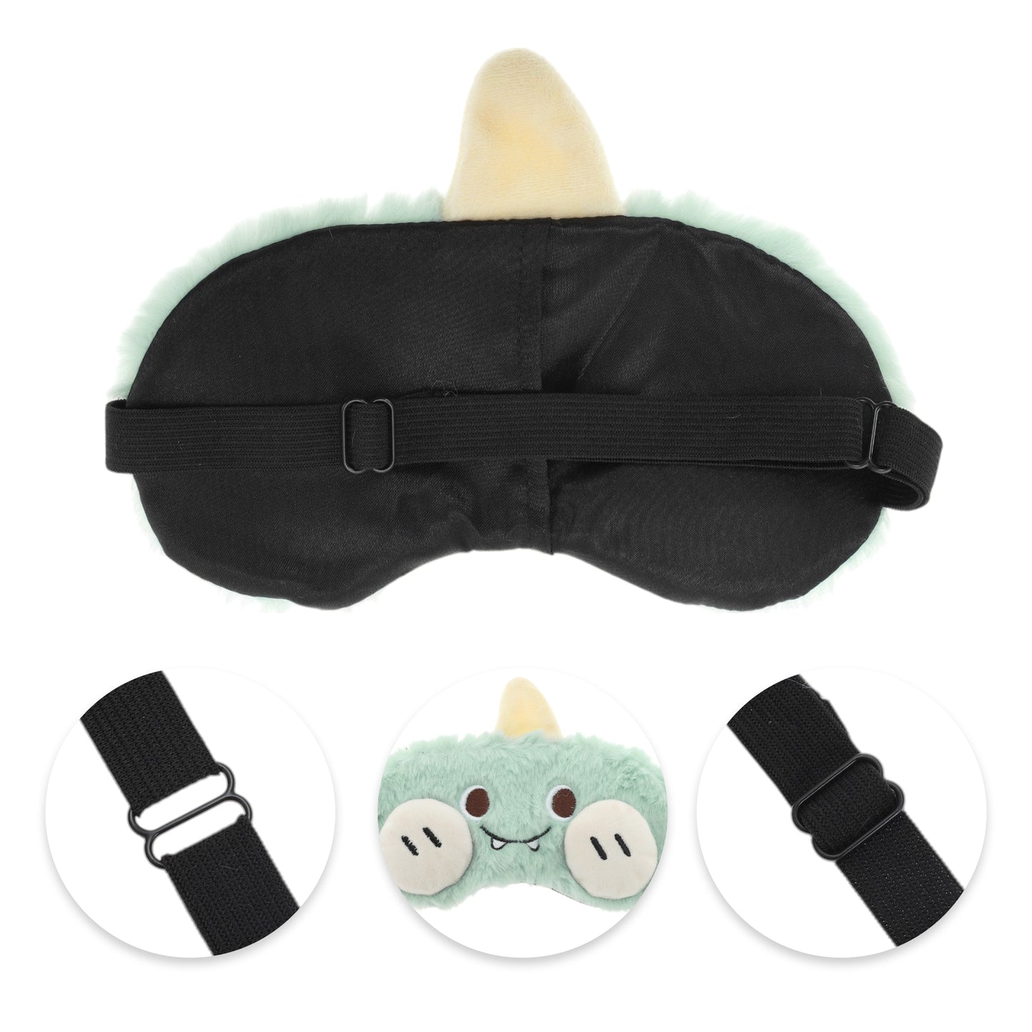 Portable Adjustable Eye Mask Cute Cartoon Eye Mask for Travel Green