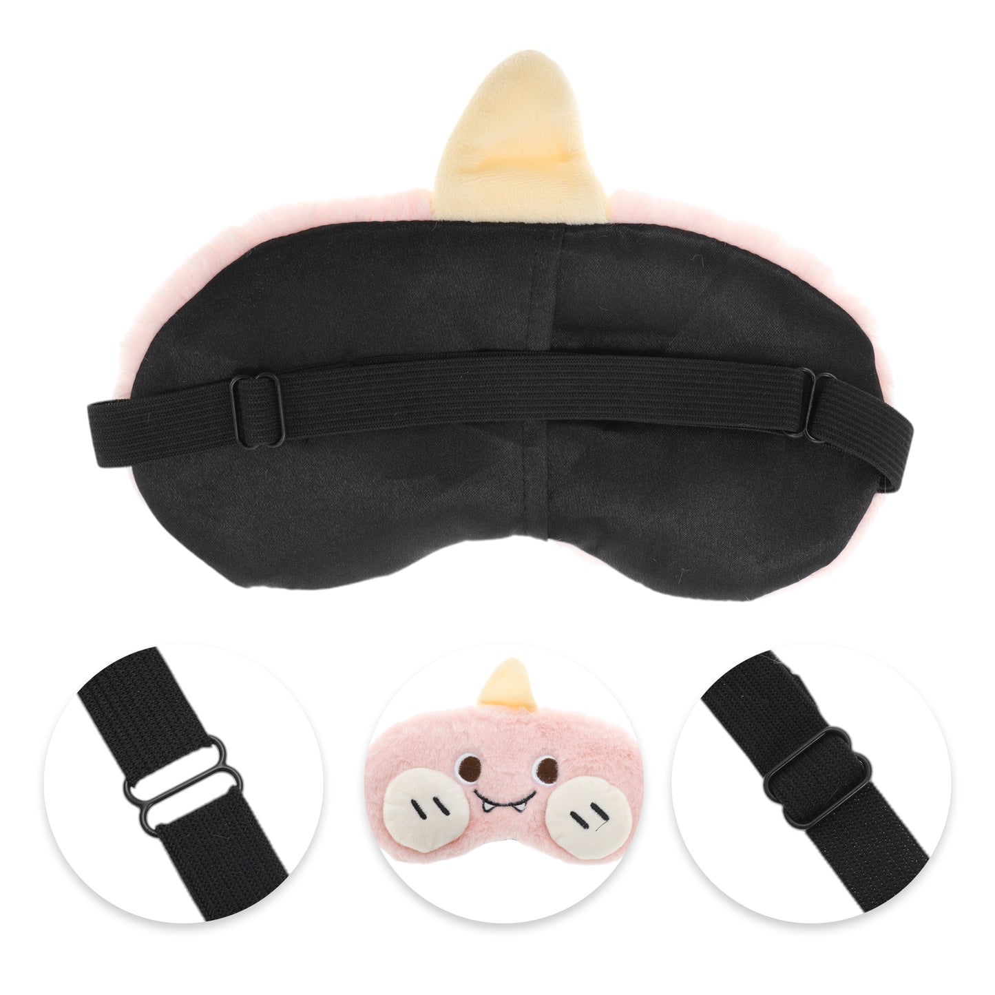Portable Adjustable Eye Mask Cute Cartoon Eye Mask for Travel Pink