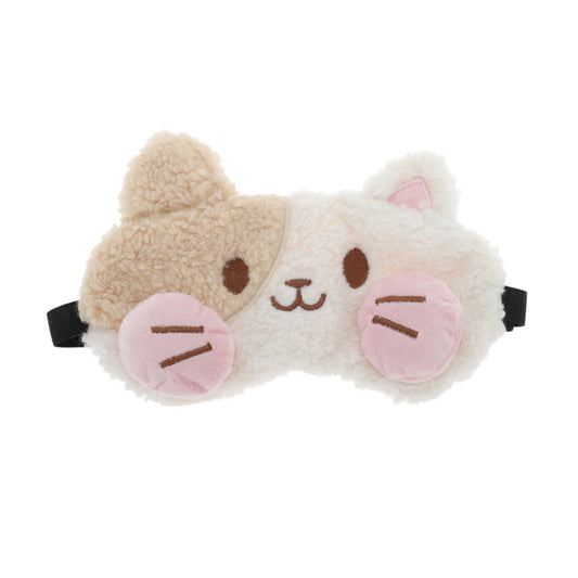 Portable Cat Adjustable Eye Mask Cute Eye Shade Cover for Office White Brown