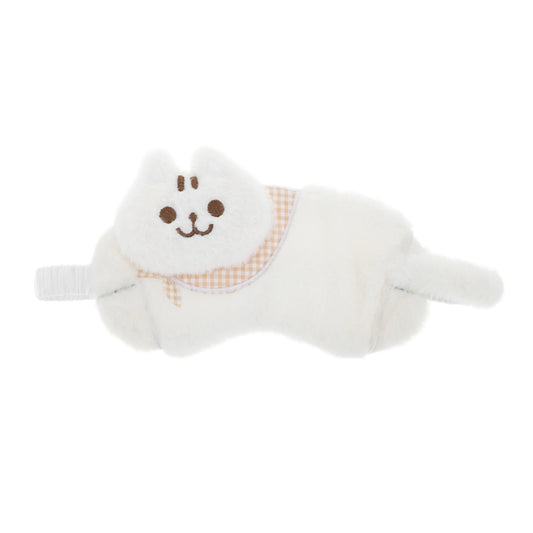Portable Plush Cat Eye Mask Not Adjustable for Travel White
