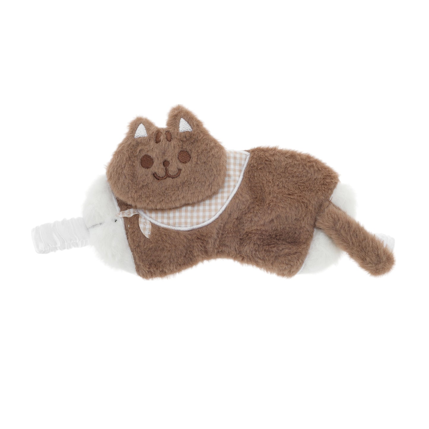 Portable Plush Cat Eye Mask Not Adjustable for Travel Brown