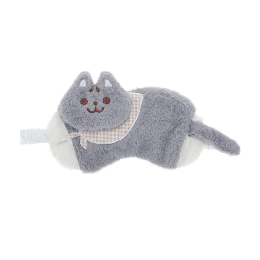Portable Plush Cat Eye Mask Not Adjustable for Travel Gray