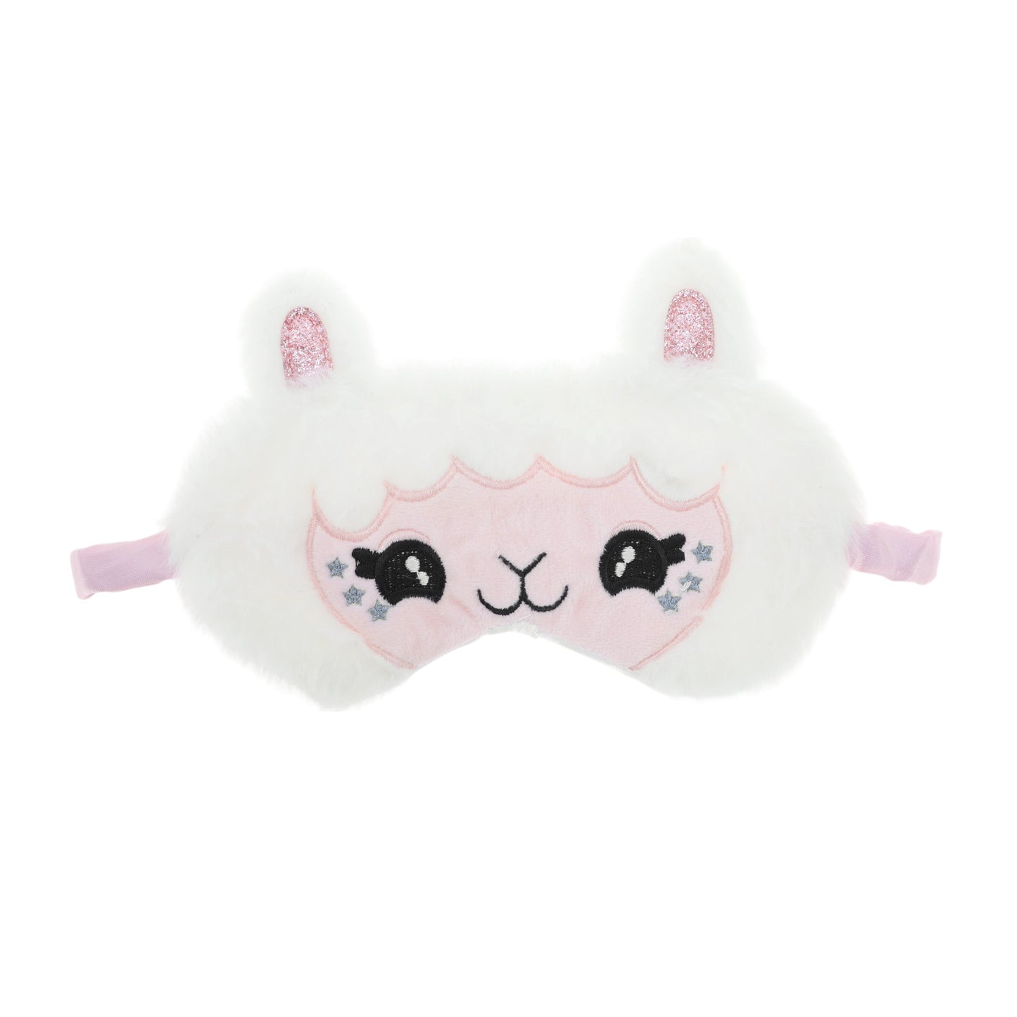 Portable Cartoon Alpaca Eye Mask for Travel White