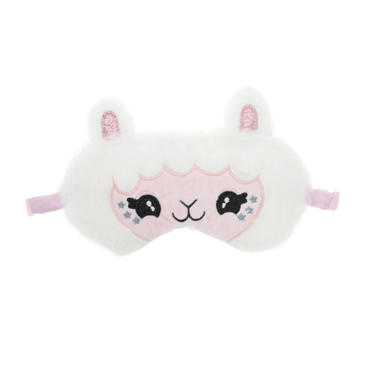 Portable Cartoon Alpaca Eye Mask for Travel White