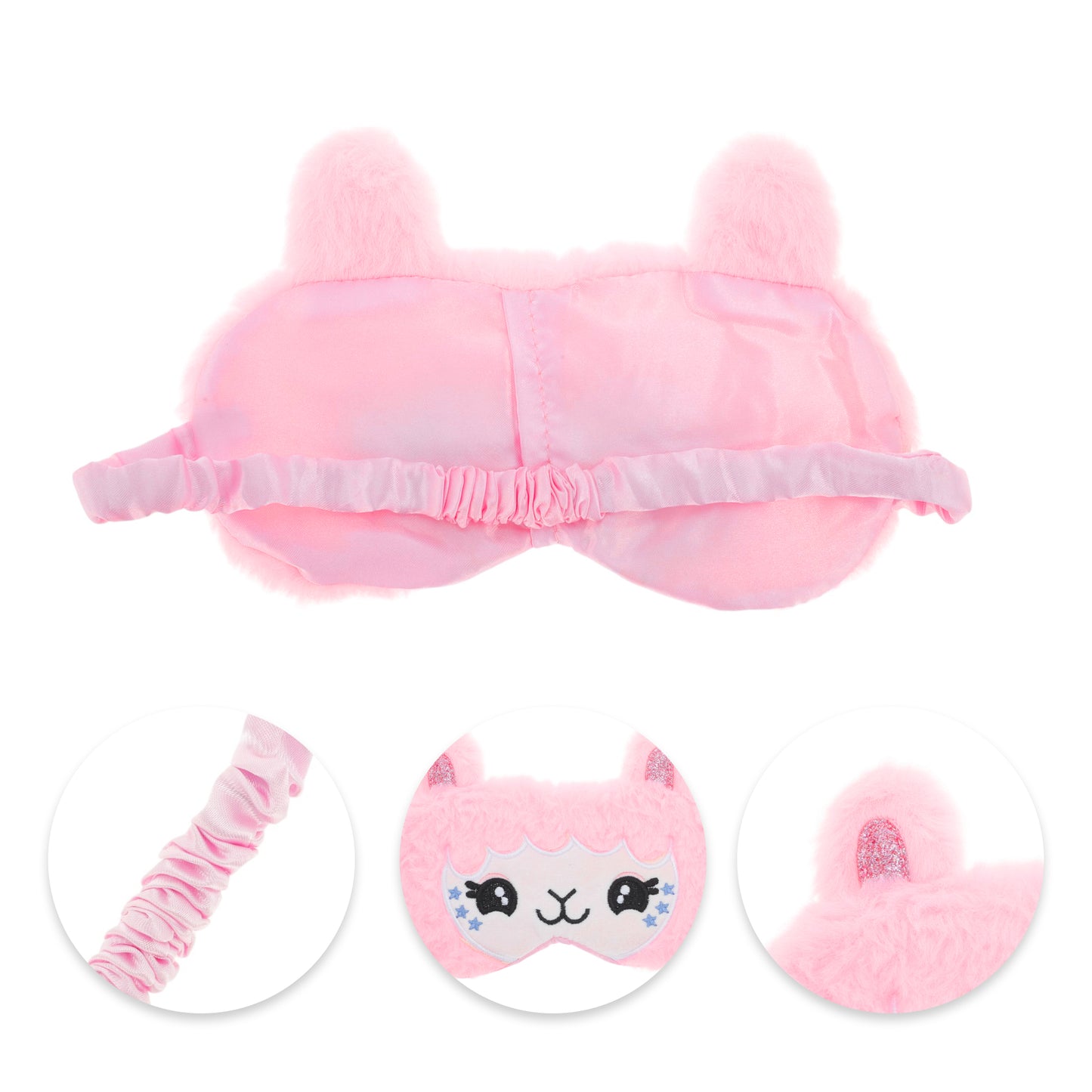 Portable Cartoon Alpaca Eye Mask for Travel Pink
