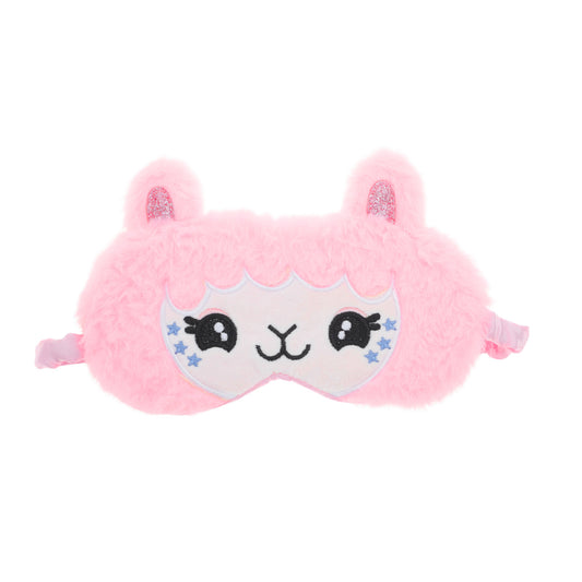 Portable Cartoon Alpaca Eye Mask for Travel Pink