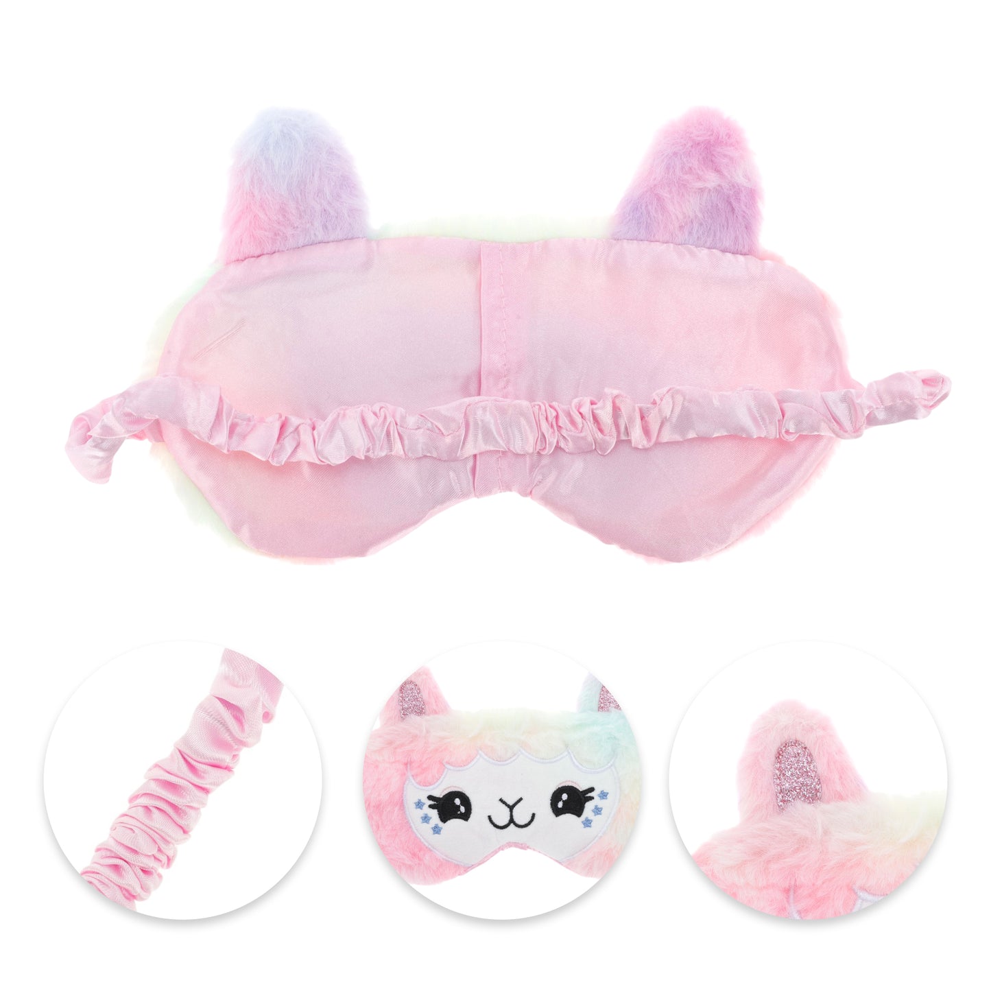 Portable Cartoon Alpaca Eye Mask for Travel Colorful