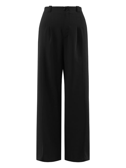 Pantalón de trabajo de pierna recta para mujer, cintura alta, formal, de oficina, con bolsillos