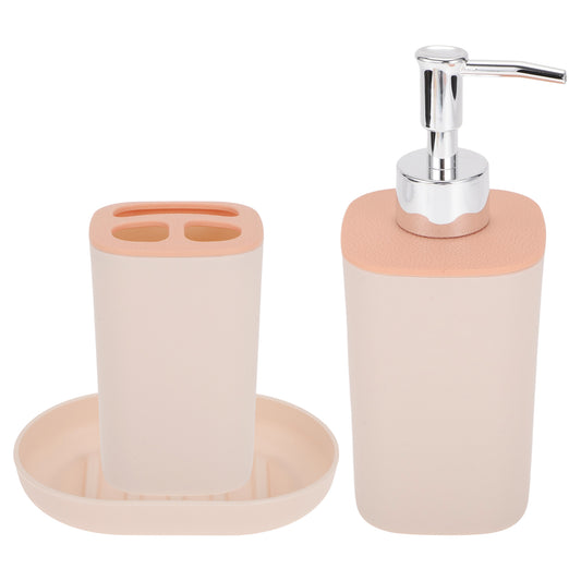 Durable Plastic Square Bathroom Accessories Kit 1 Set Pink