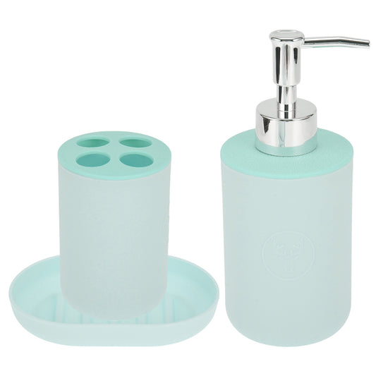 Plastic Durable Round Bathroom Accessories Kit 1 Set Blue