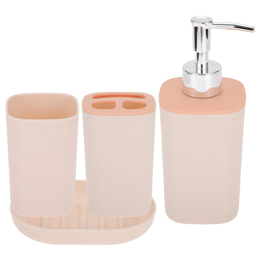 4 Pcs Set Durable Square Bathroom Accessories Kit Pink