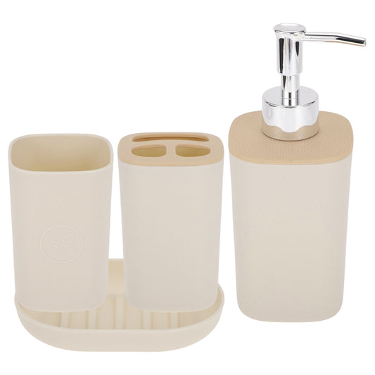 4 Pcs Set Durable Square Bathroom Accessories Kit Light Brown