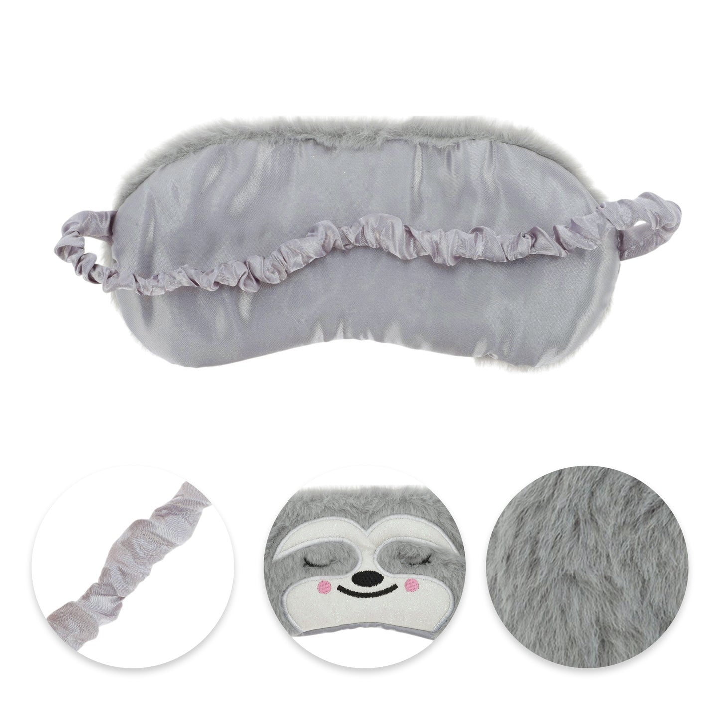 Plush Sloth Eye Mask Cute Cartoon Travel Office Eye Mask Gray