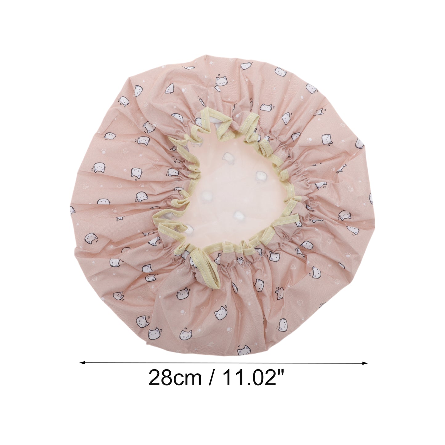 1 Pc Women Cat Pattern Shower Cap for Bathroom Business Travel Pink White