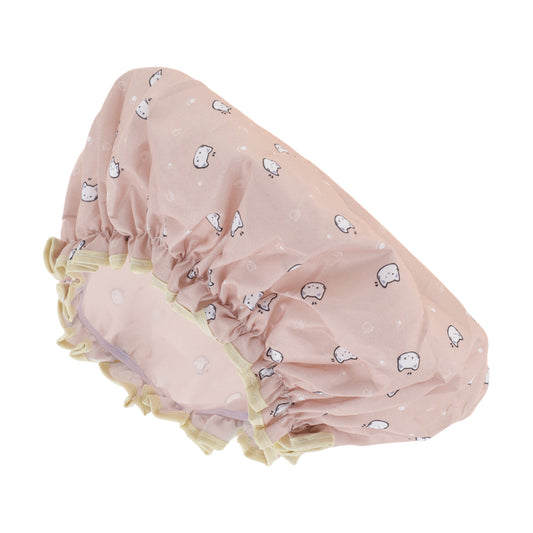 1 Pc Women Cat Pattern Shower Cap for Bathroom Business Travel Pink White