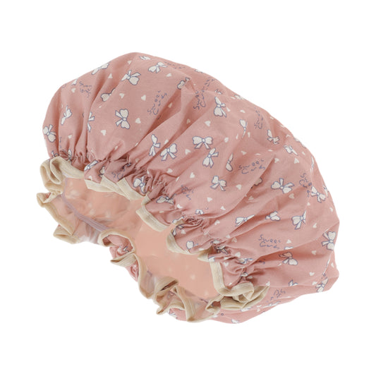 1 Pc Women's Beautiful Bow Pattern Shower Cap Bath Cap Pink